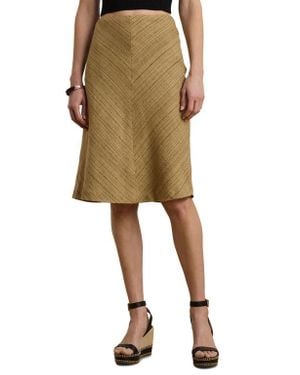 Ralph Lauren Herringbone Linen-Blend Tweed Skirt - Natural