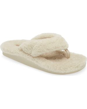 Olukai Kipea Heu Genuine Shearling Slide Sandal - Natural