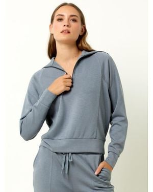 Single Stitch Ultra Soft 1/4 Zip Pullover - Blue