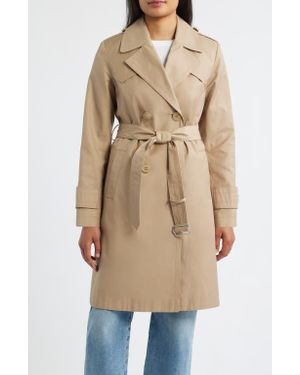 Via Spiga Water Resistant Cotton Blend Trench Coat - Natural