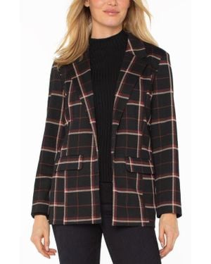 Liverpool Los Angeles Plaid Notched Lapel Blazer - Black