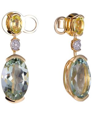 Kahn High Jewelry Amethyst & Lemon Quartz Earrings With Diamonds - Blue
