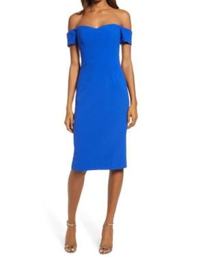Dress the Population Bailey Off The Shoulder Body-Con Dress - Blue