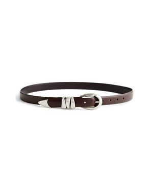 Madewell Triple Metal Keeper Genuine Calf Hair Belt in Brown  display picture 1