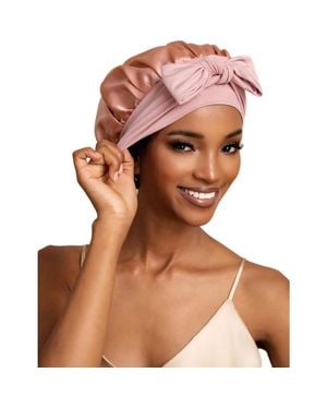 SILKSILKY Pure Silk Bowknot Tie Bonnet - Brown