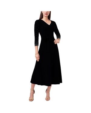 Chaus Embellished Tie Waist Midi Dress - Black