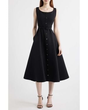 FREEMARKET Belted Fit & Flare Dress - Black