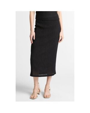 Vince Shadow Grid Midi Skirt - Black