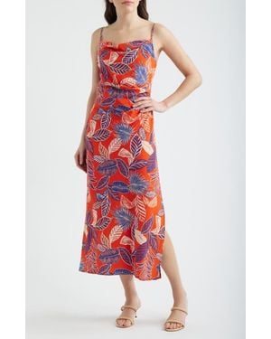 Sam Edelman Tropical Print Midi Dress - Red