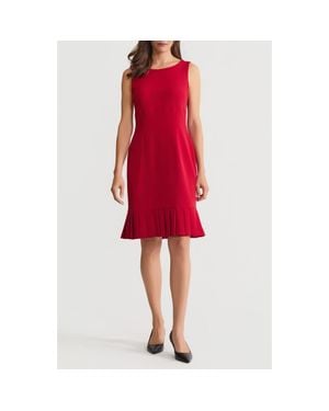 Kasper Pleat Hem Sleeveless Sheath Dress - Red