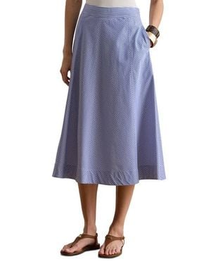 Ralph Lauren Striped Paneled Cotton Broadcloth Skirt - Blue