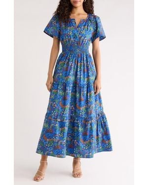 Sugarlips Kearny Floral Palmer A-Line Dress - Blue