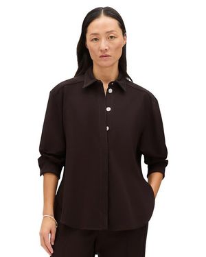 Another Tomorrow Fluid Jersey Blouse - Black