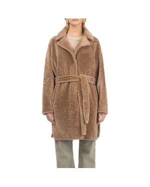 Gorski Reversible Textured Genuine Shearling Stroller, Belt - Brown