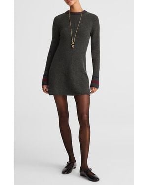 Madewell Stripe Trim Long Sleeve Sweater Minidress - Black