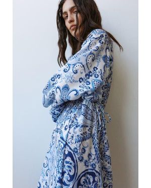 H&M Balloon-Sleeved Tunic Dress - Blue