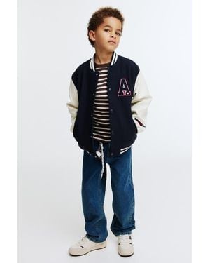 H&M Motif-Detail Baseball Jacket - Blue