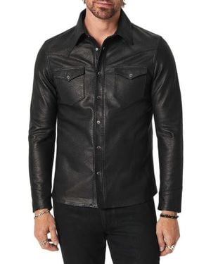 John Varvatos Sage Leather Shirt Jacket - Black