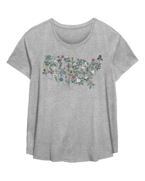 Lost Gods State Flower Map Graphic T-Shirt - Gray