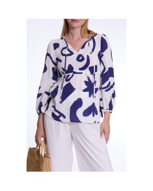 Cache Coeur Corfou Print Tie Neck Maternity Top - Blue