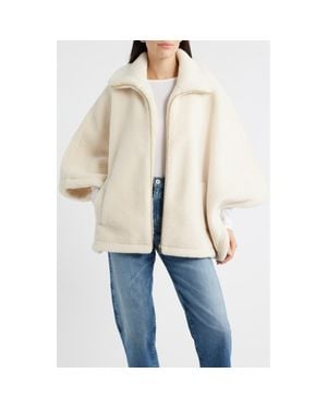 Bernardo Calder Faux Fur Poncho Jacket - Natural