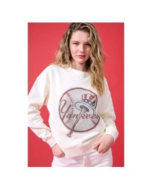 Terez New York Yankees Oversized Gemstone Logo Sweatshirt - Red