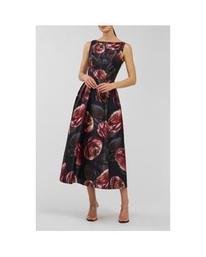 Kay Unger Elsa Jacquard Fit & Flare Dress - Red