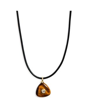 Panacea Tiger's Eye Pendant Cord Necklace - Metallic