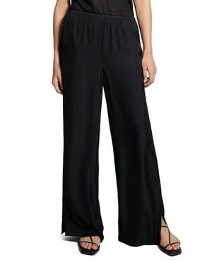 Theory Slit Hem Wide Leg Pants - Black