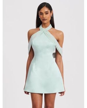 Miss Circle Zafrina Halter Off-Shoulder Backless Mini Dress - White
