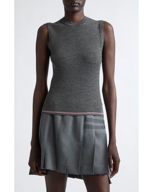 Thom Browne Merino Wool Rib Sweater Vest - Gray