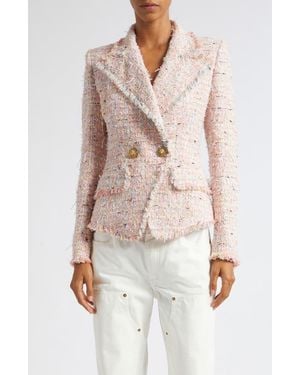 Balmain Double Breasted Tweed Jacket - Pink