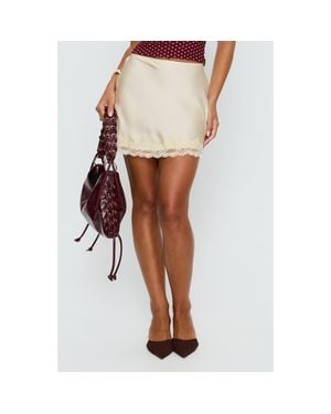 Princess Polly Brandey Lace Trim Satin Miniskirt - Brown