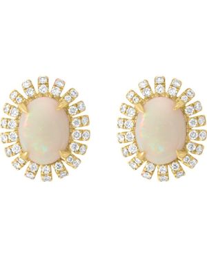 Effy 14K Opal Diamond Halo Stud Earrings - Metallic
