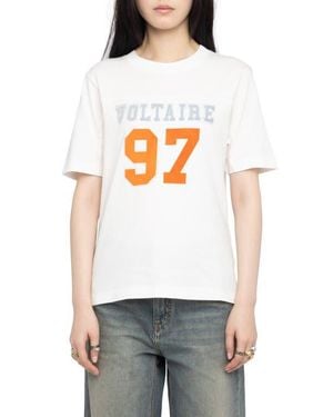 Zadig & Voltaire Boo Flocked Rhinestone T-Shirt - Gray