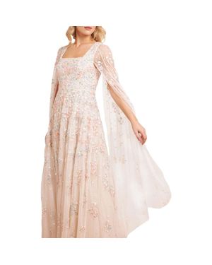 Needle & Thread Versailles Ditsy Cape Sleeve Ankle Gown - Pink