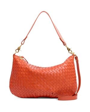 Clare V. Medium Moyen Woven Leather Messenger Bag - Red