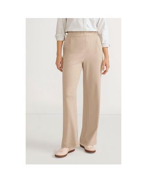 Lands' End Knit High Rise Pleated Wide Leg Pants - Natural