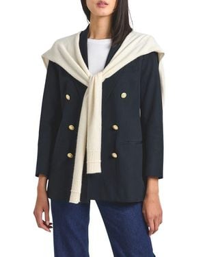 10 Crosby Derek Lam Walter Cotton Blend Double Breasted Jacket With Shrug - Blue
