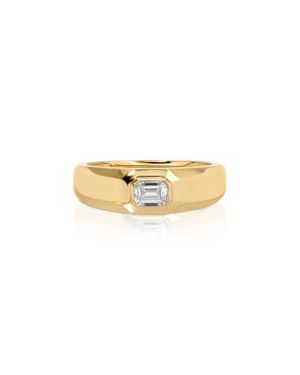 EF Collection Emerald Cut Diamond Signet Ring - Metallic
