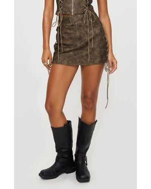 Princess Polly Ceejay Lace-Up Faux Leather Miniskirt - Black