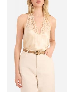 Cami NYC Clarisse Lace Detail Halter Neck Silk Camisole - Natural