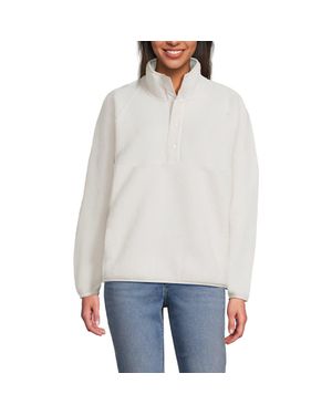 Lands' End Snap Neck Fleece Pullover - White