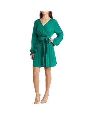 NIKKI LUND Sienna Long Sleeve Faux Wrap Dress - Green