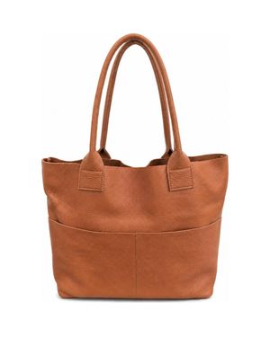 Amasouk Classic Unstructured Leather Tote Bag - Brown