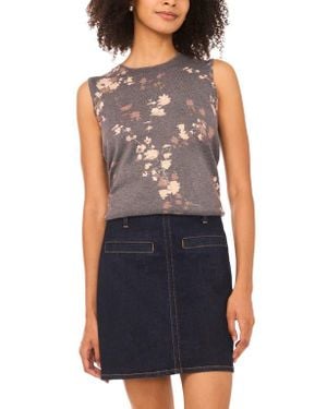 Vince Camuto Floral Sleeveless Sweater - Blue