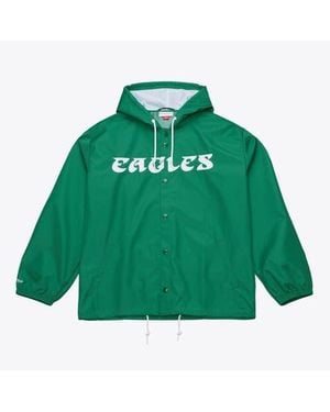 Mitchell & Ness Philadelphia Eagles Coaches Full-Snap Hooded Windbreaker Jacket - Green
