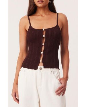 SNDY'S Odessa Bead Lined Rib Camisole - Red