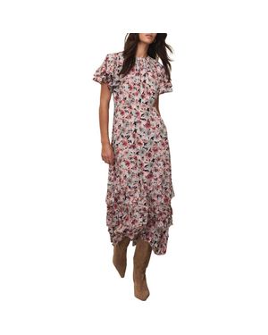 Mint Velvet Floral Print Satin Maxi Dress in Pink | Lyst