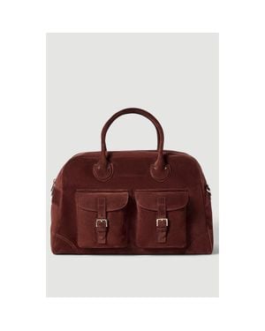 Brunello Cucinelli Suede Weekender Bag - Red